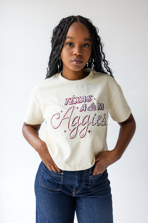 Texas A&M Lasso Luxe Heavyweight Crop Tee